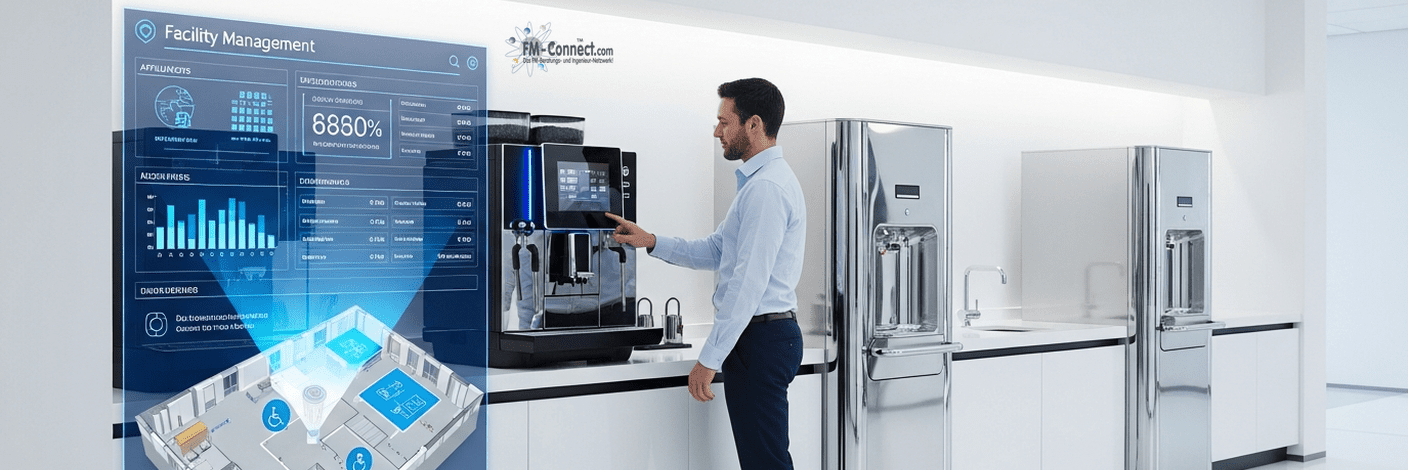 Barrierefreie Pantry mit Wasserspender, Kaffeebereich und zugänglicher Kantinennutzung