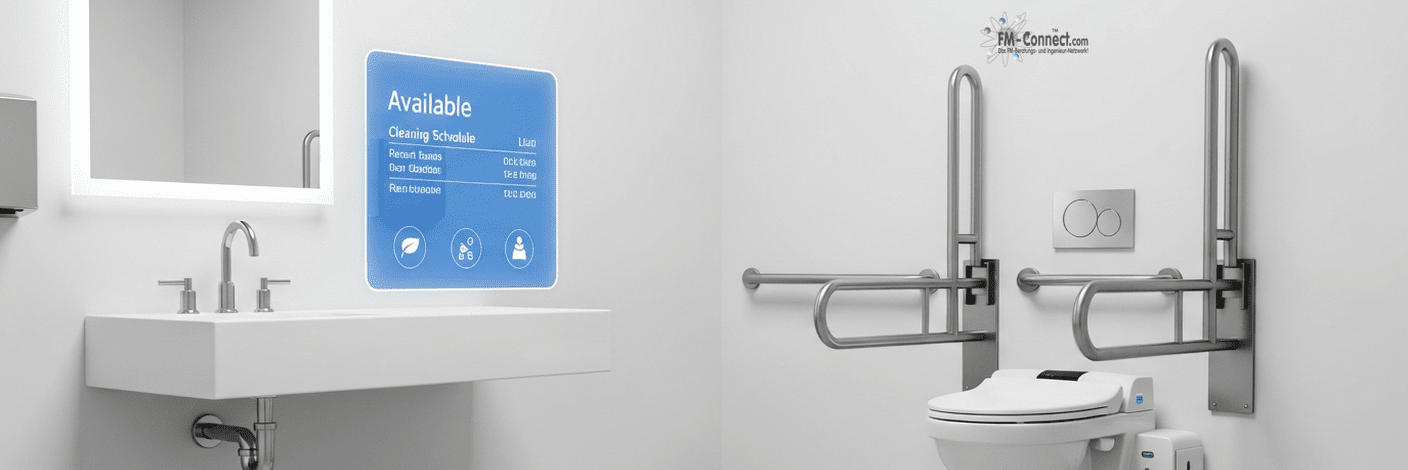 Barrierefreies Besucher-WC für zugängliche und inklusive Sanitärbereiche im Gebäude